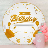 Aperturee - Gold And White Round Happy Birthday Backdrop
